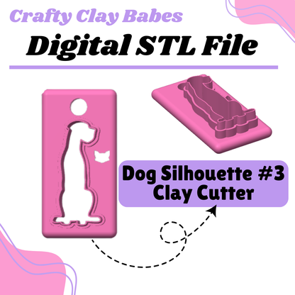 Dog Silhouette #3 Clay Cutter - STL AND 3MF Digital File Download **Commercial License Included**