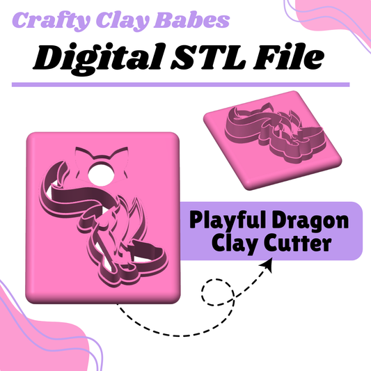 Playful Dragon Clay Cutter - STL AND 3MF Digital File Download **Commercial License Included**