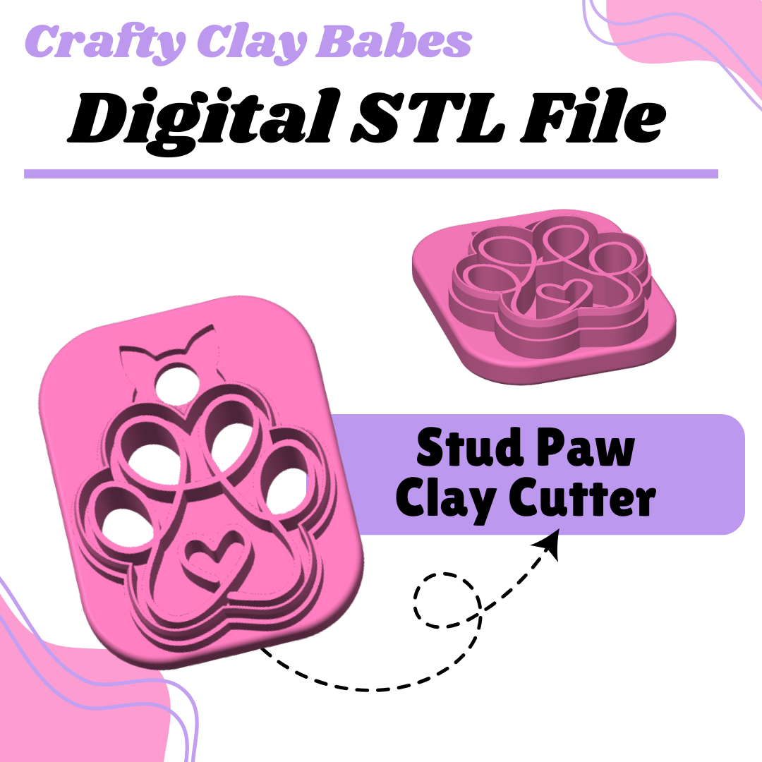 Swirl Heart Paw Clay Cutter - STL AND 3MF Digital File Download **Commercial License Included**