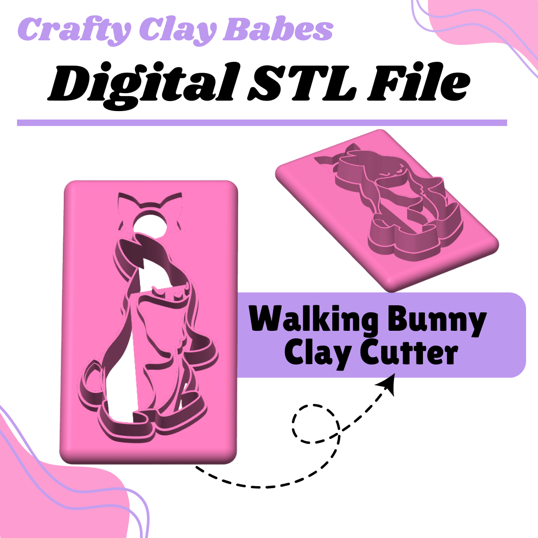 Walking Bunny Clay Cutter - STL AND 3MF Digital File Download **Commercial License Included**