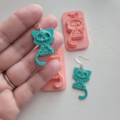 Skeleton Kitty Clay Cutter - STL AND 3MF Digital File Download  **Commercial License Included**