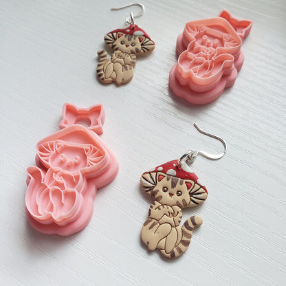 Mushroom Kitty Clay Cutter - STL AND 3MF Digital File Download **Commercial License Included**