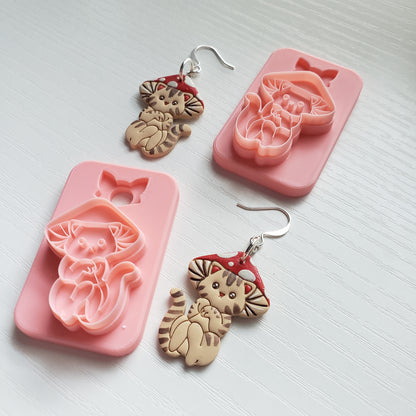 Mushroom Kitty Clay Cutter - STL AND 3MF Digital File Download **Commercial License Included**