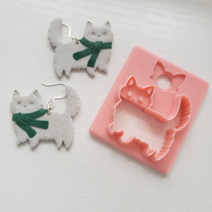 Fluffy Walking Kitty Clay Cutter - STL AND 3MF Digital File Download **Commercial License Included**